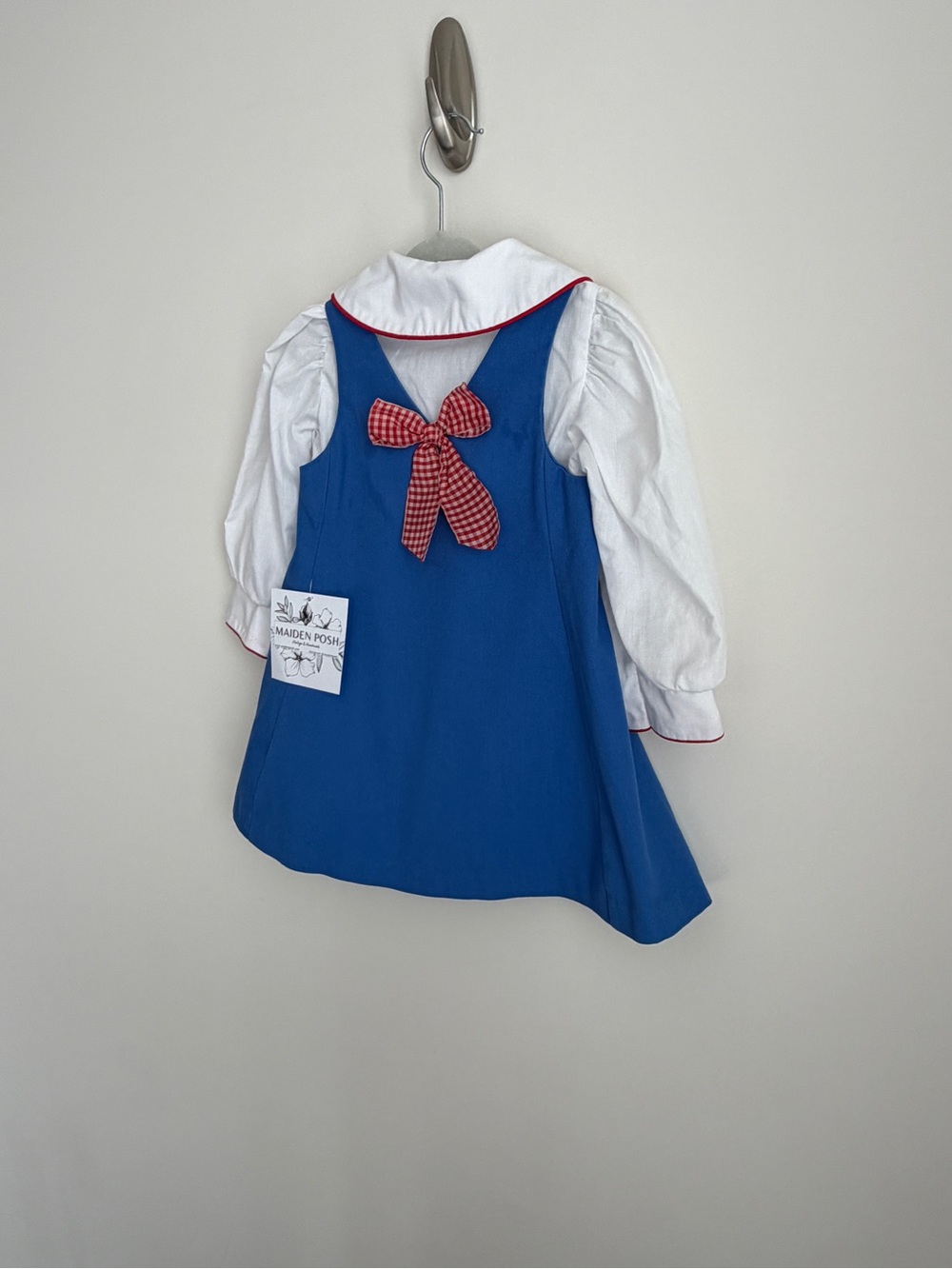 Vintage Chocolate Soup Blue Dress with Appliqué and White Blouse Set 2T - Picture 3 of 10